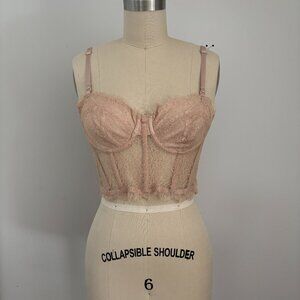 Windsor Women's Lace Appeal Scalloped Lace Bustier Natural Beige Size Small